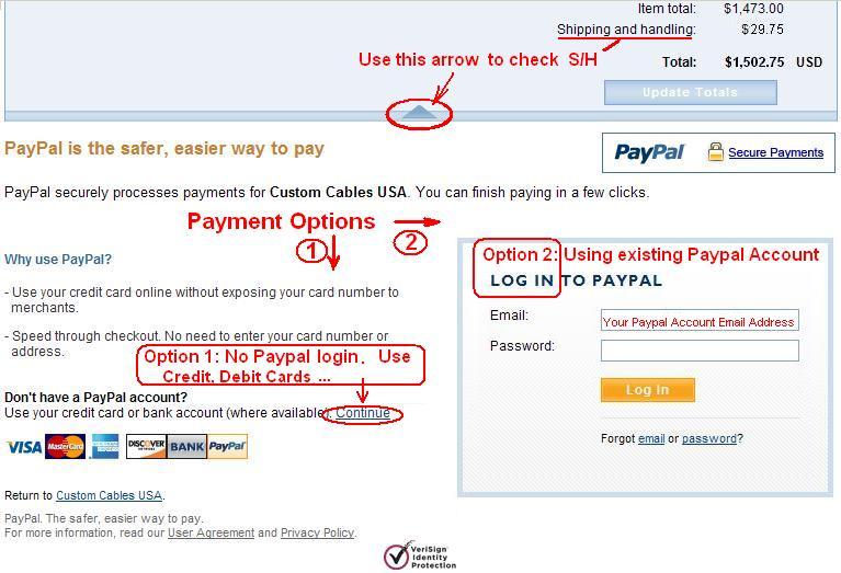 a Paypal INVOICE from which you may simply click and go to a secure weblink...