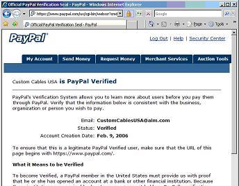 Paypal Verification Page